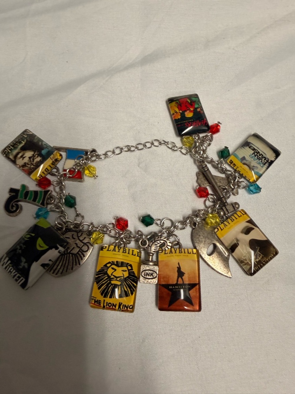 Theater Playbill Charm Bracelet with Colorful Beads Broadway musical